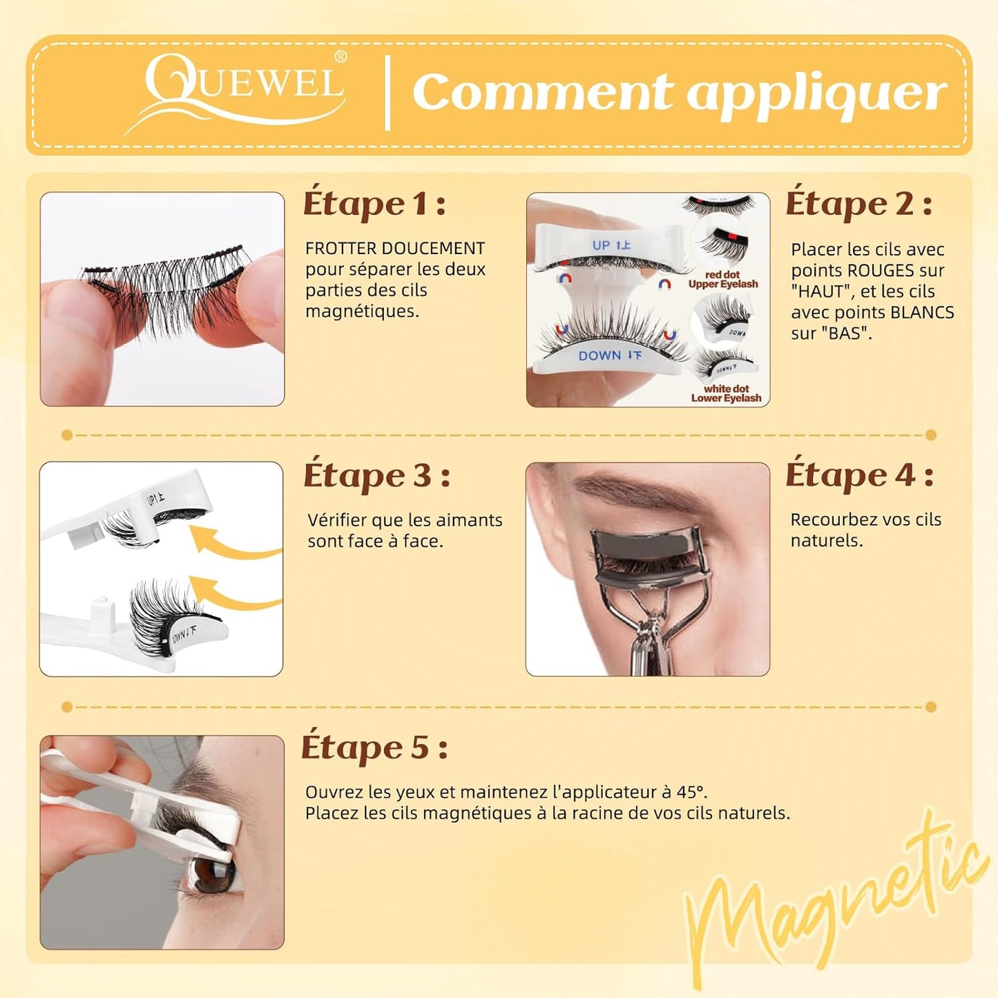Voiakiu Faux Cils Magnétique, 3D Effet Naturel Réutilisables sans Colle.