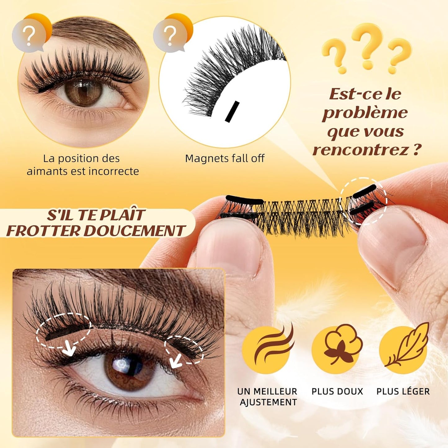 Voiakiu Faux Cils Magnétique, 3D Effet Naturel Réutilisables sans Colle.