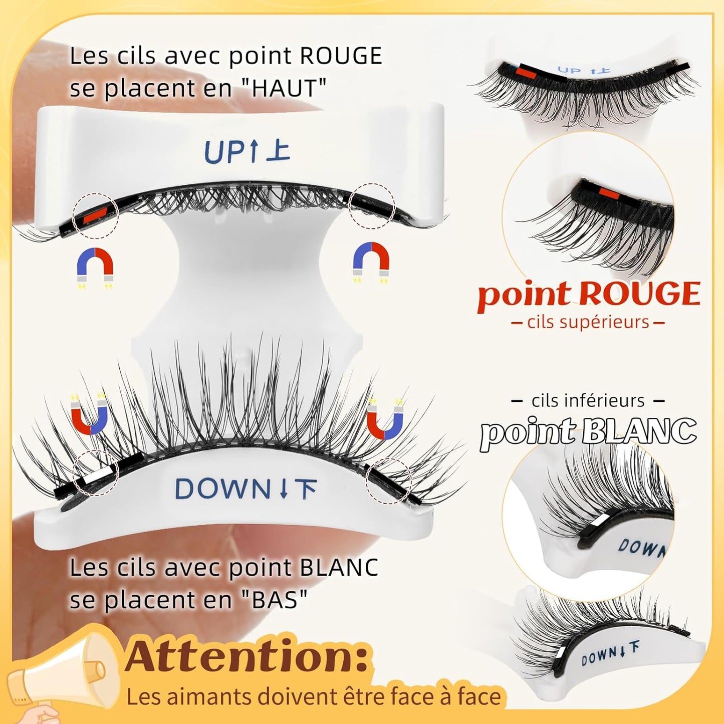 Voiakiu Faux Cils Magnétique, 3D Effet Naturel Réutilisables sans Colle.