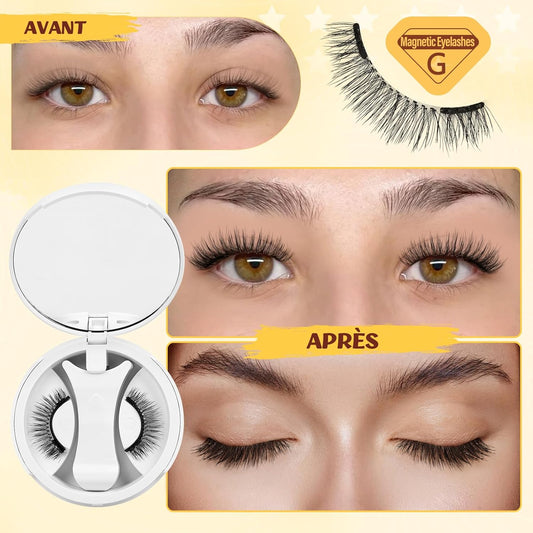 Voiakiu Faux Cils Magnétique, 3D Effet Naturel Réutilisables sans Colle.